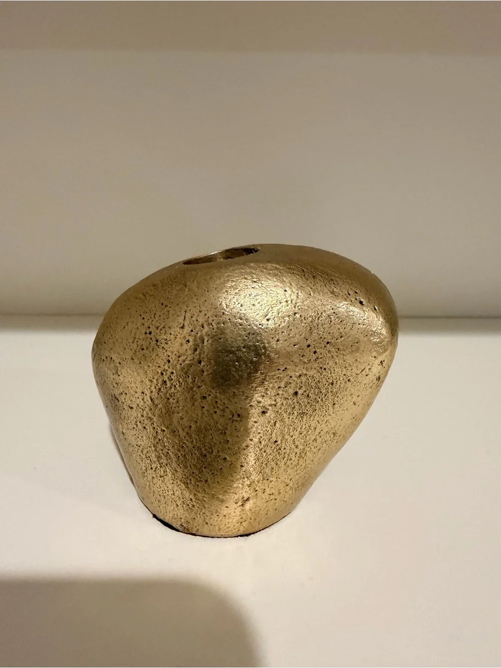 Pottery Barn Brass Textured Abstract Taper Holder Sculpture